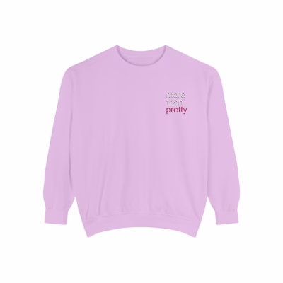 Embroidered More Than Pretty Sweatshirt - Orchid, 2XL
