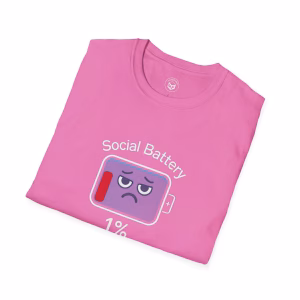 Social Battery 1%, Unisex Graphic Tee, Perfect for Introverts, Gift for Friends, Anxiety T-Shirt - Image 12
