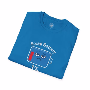 Social Battery 1%, Unisex Graphic Tee, Perfect for Introverts, Gift for Friends, Anxiety T-Shirt - Image 6
