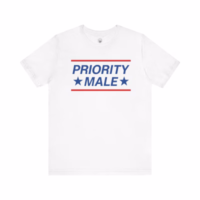Priority Male Tee, Fun Unisex T-Shirt Summer Style - White, XS