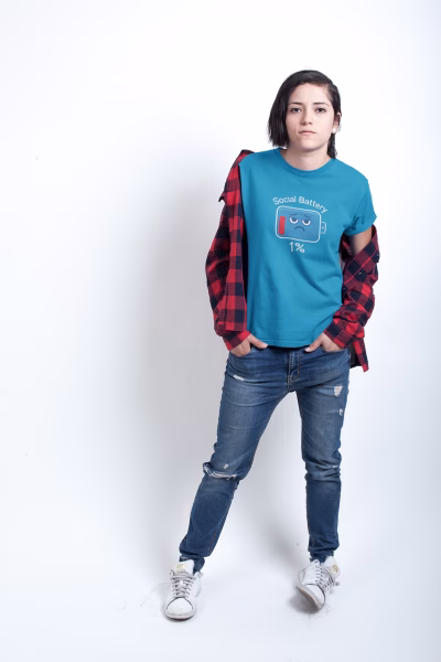 Social Battery 1%, Unisex Graphic Tee, Perfect for Introverts, Gift for Friends, Anxiety T-Shirt