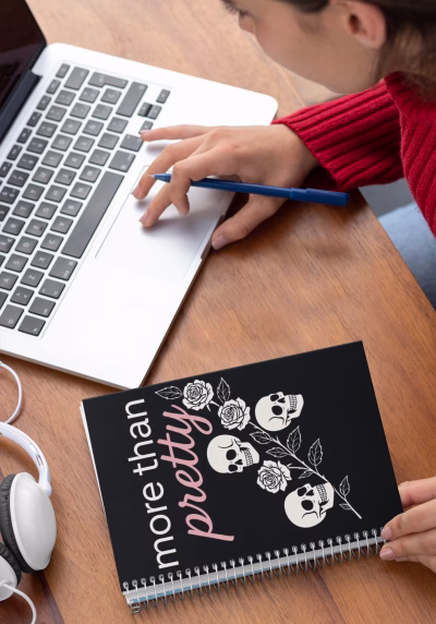 More Than Pretty Aesthetic Journal, School Supplies, Unique Notepad, Trendy Stationery, Black