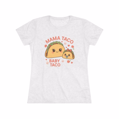 Cute Mama Taco Baby Taco Triblend Tee for Taco Lovers - L, Tri-Blend Heather White