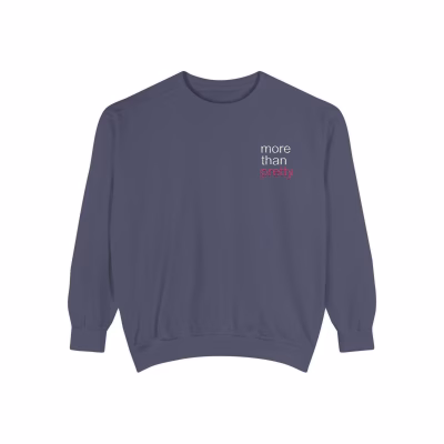 Embroidered More Than Pretty Sweatshirt - Denim, XL