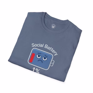 Social Battery 1%, Unisex Graphic Tee, Perfect for Introverts, Gift for Friends, Anxiety T-Shirt - Image 9