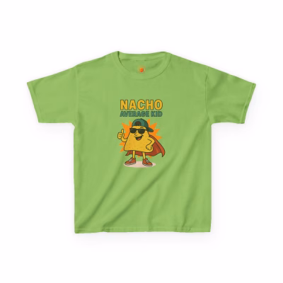Nacho Average Kid Tee | Fun Kids T-Shirt for Birthdays, Playdates, Casual Wear, Summer Parties, Gift for Boys & Girls - Lime, XS