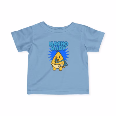 Cute Infant Tee - 'Nacho Baby' Funny Baby T-Shirt, Baby Shower Gift, Infant Casual Wear, Toddler Clothes, Children's Humor Shirt - Light Blue, 24M