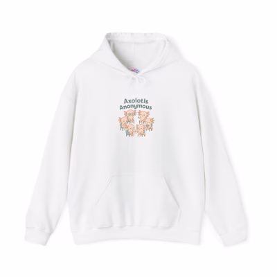 Cozy Axolotls Anonymous Hoodie, Cute Animal Sweatshirt, Gifts for Fish Lovers, Quirky Hoodie for Home, Unique Animal Apparel - M, White