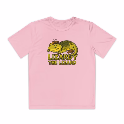 Youth Lizard Tee | Lizardy the Lizard | Fun Graphic T-Shirt for Kids | Perfect for Birthday Gifts, Summer Camp, or Playtime - L, Light Pink