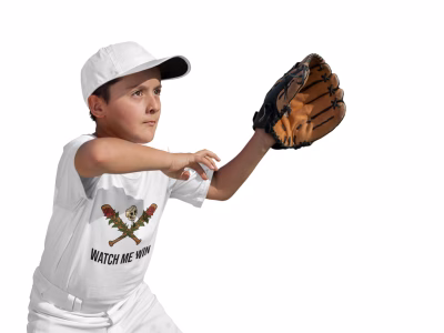 Kids Fine Jersey Tee - Watch me Win Skull & Rose Baseball Design