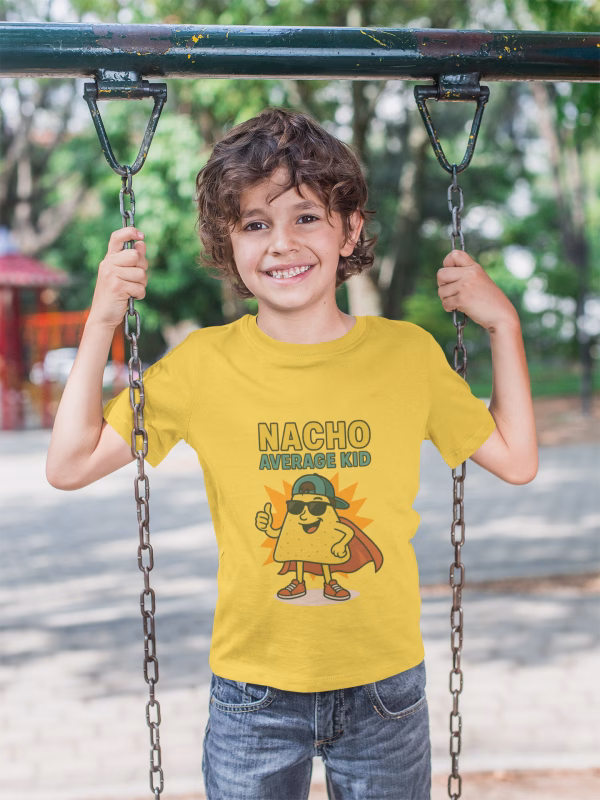 Nacho Average Kid Tee | Fun Kids T-Shirt for Birthdays, Playdates, Casual Wear, Summer Parties, Gift for Boys & Girls