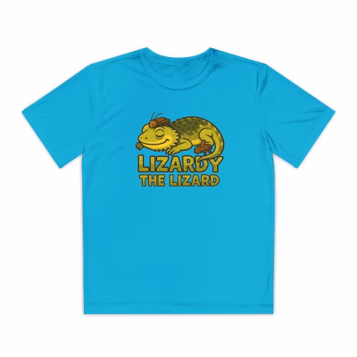 Youth Lizard Tee | Lizardy the Lizard | Fun Graphic T-Shirt for Kids | Perfect for Birthday Gifts, Summer Camp, or Playtime - S, Atomic Blue