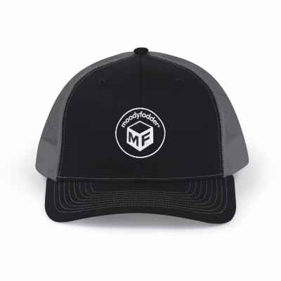 Embroidered Snapback Trucker Cap moodyfodder® Brand - One size, Black/Charcoal