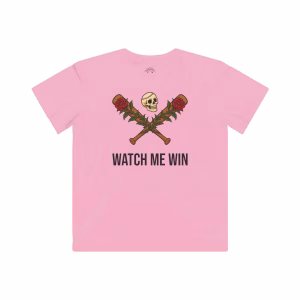 Kids Fine Jersey Tee - Watch me Win Skull & Rose Baseball Design - Image 10