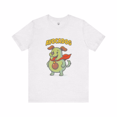 Avocado Dog Unisex Tee, Cute Dog Shirt, Animal Lover Gift, Funny Pet Tee, Casual Summer Top, Dog Mom Shirt - Ash, XS