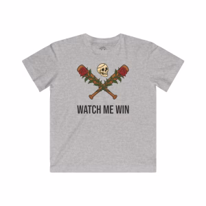 Kids Fine Jersey Tee - Watch me Win Skull & Rose Baseball Design - Image 8