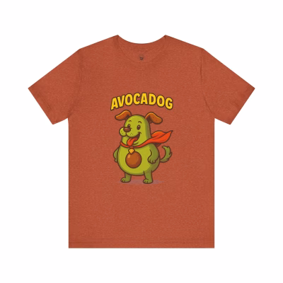 Avocado Dog Unisex Tee, Cute Dog Shirt, Animal Lover Gift, Funny Pet Tee, Casual Summer Top, Dog Mom Shirt - Heather Autumn, M
