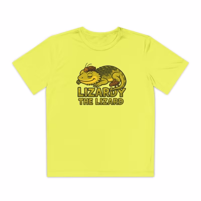 Youth Lizard Tee | Lizardy the Lizard | Fun Graphic T-Shirt for Kids | Perfect for Birthday Gifts, Summer Camp, or Playtime - M, Neon Yellow