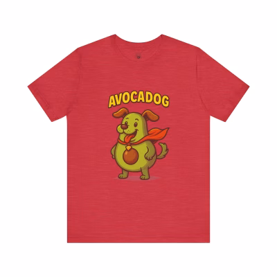 Avocado Dog Unisex Tee, Cute Dog Shirt, Animal Lover Gift, Funny Pet Tee, Casual Summer Top, Dog Mom Shirt - Heather Red, M