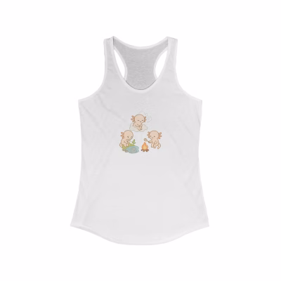 Axolotl Earth Wind and Fire Tank Top Cute Summer Fun - M, Solid White