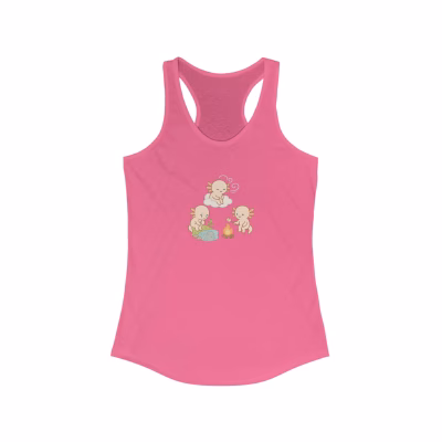 Axolotl Earth Wind and Fire Tank Top Cute Summer Fun - XL, Solid Hot Pink