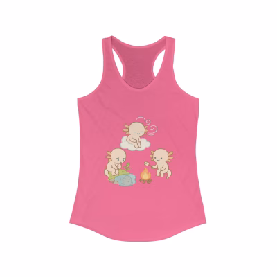 Axolotl Earth Wind and Fire Tank Top Cute Summer Fun - M, Solid Hot Pink
