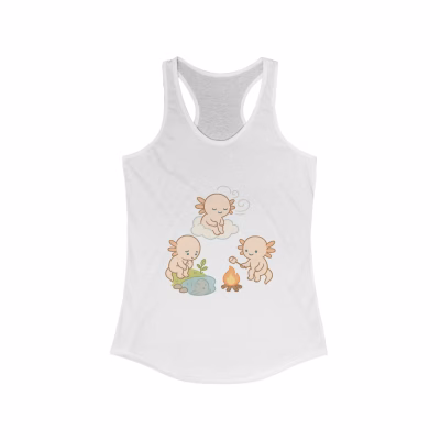 Axolotl Earth Wind and Fire Tank Top Cute Summer Fun - XL, Solid White