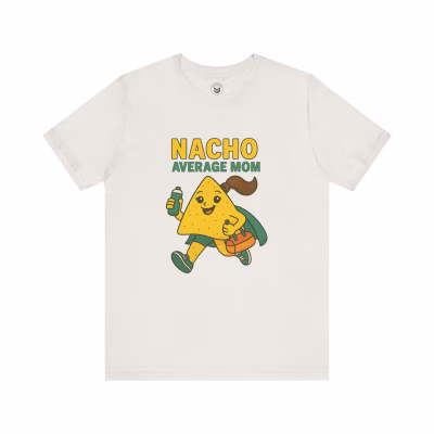 Nacho Average Mom Tee, Funny Mom Shirt, Unisex Graphic Tee, Gift for Moms, Taco Lover Apparel, Casual Family Wear - Vintage White, XL