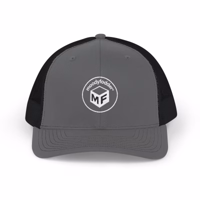 Embroidered Snapback Trucker Cap moodyfodder® Brand - One size, Charcoal/Black