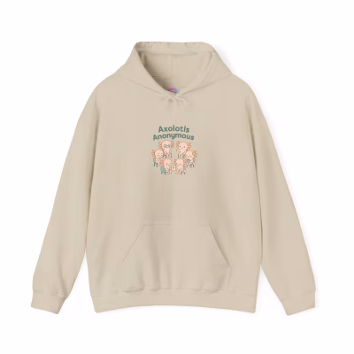Cozy Axolotls Anonymous Hoodie, Cute Animal Sweatshirt, Gifts for Fish Lovers, Quirky Hoodie for Home, Unique Animal Apparel - S, Sand