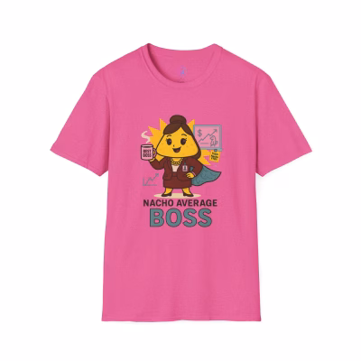 Nacho Average Boss T-Shirt, Fun Tee for Entrepreneurs, Cute Gift for Bosses Day, Unique Business Apparel, Comfy Unisex Shirt - S, Heather Heliconia