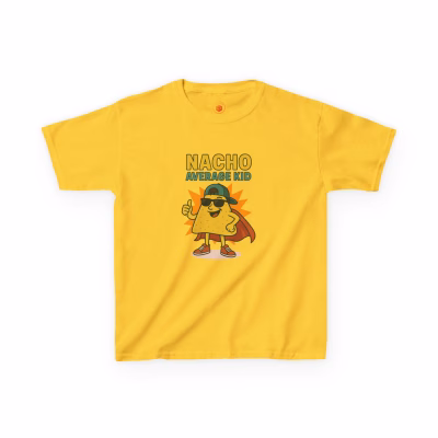 Nacho Average Kid Tee | Fun Kids T-Shirt for Birthdays, Playdates, Casual Wear, Summer Parties, Gift for Boys & Girls - Daisy, M