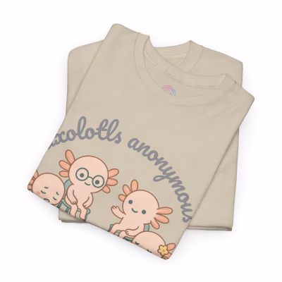 Gildan Mental Health Unisex Tee, Cute Animal Tee, Gift for Animal Lovers, T-Shirt, Quirky Fun Casual Wear, Summer Staple, Axolotl, Feelings - Sand, XL