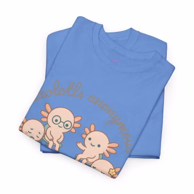 Gildan Mental Health Unisex Tee, Cute Animal Tee, Gift for Animal Lovers, T-Shirt, Quirky Fun Casual Wear, Summer Staple, Axolotl, Feelings - Carolina Blue, S