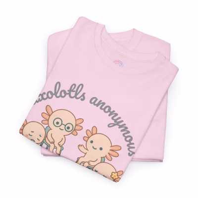 Gildan Mental Health Unisex Tee, Cute Animal Tee, Gift for Animal Lovers, T-Shirt, Quirky Fun Casual Wear, Summer Staple, Axolotl, Feelings - Light Pink, 3XL