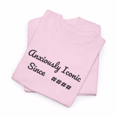 Anxiously Iconic Heavy Cotton Tee - Unisex T-Shirt for Casual Wear, Gift for Birthdays, Relaxed Style, Trendy Apparel, Graphic Tees - Light Pink, 3XL
