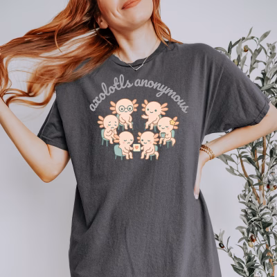 Gildan Mental Health Unisex Tee, Cute Animal Tee, Gift for Animal Lovers, T-Shirt, Quirky Fun Casual Wear, Summer Staple, Axolotl, Feelings