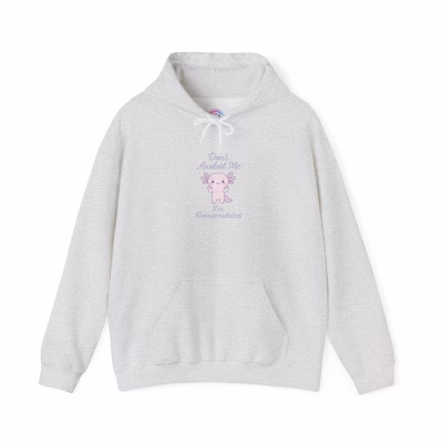 Don't Axolotl Me - I'm Overstimulated Hoodie - Cozy Pullover Big Pocket - 3XL, Ash