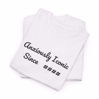 Anxiously Iconic Heavy Cotton Tee - Unisex T-Shirt for Casual Wear, Gift for Birthdays, Relaxed Style, Trendy Apparel, Graphic Tees - White, XL