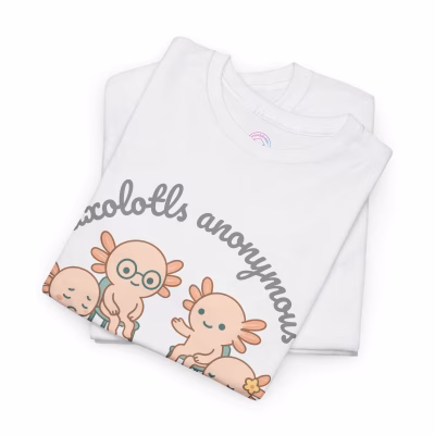 Gildan Mental Health Unisex Tee, Cute Animal Tee, Gift for Animal Lovers, T-Shirt, Quirky Fun Casual Wear, Summer Staple, Axolotl, Feelings - White, S