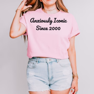 Anxiously Iconic Heavy Cotton Tee - Unisex T-Shirt for Casual Wear, Gift for Birthdays, Relaxed Style, Trendy Apparel, Graphic Tees - Image 2