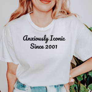 Anxiously Iconic Heavy Cotton Tee - Unisex T-Shirt for Casual Wear, Gift for Birthdays, Relaxed Style, Trendy Apparel, Graphic Tees - Image 6