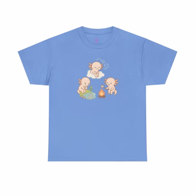 Campfire Axolotl Tee - Carolina Blue, L