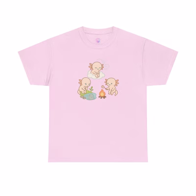 Campfire Axolotl Tee - Light Pink, M