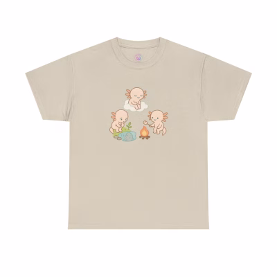 Campfire Axolotl Tee - Sand, 2XL