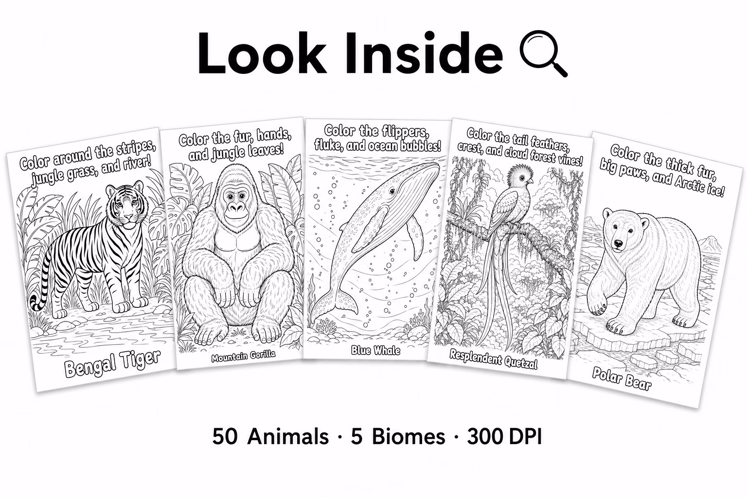 Look Inside — 50 Endangered Animals Coloring Book preview