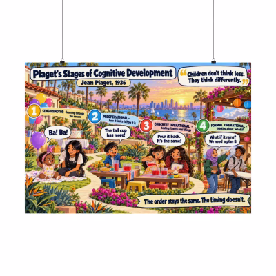 Piaget's Stages of Cognitive Development — Classroom Poster