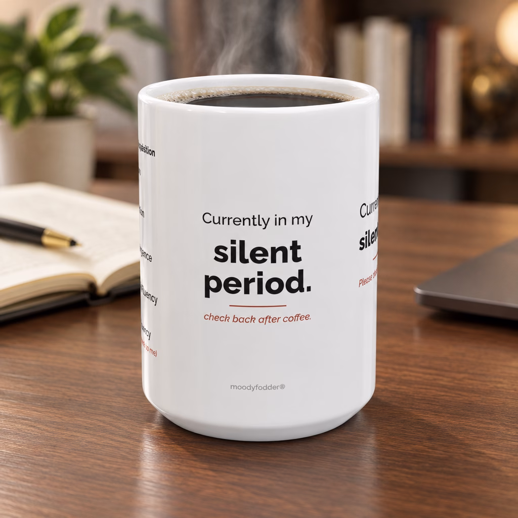 Funny ESL Teacher Mug, Silent Period Coffee Mug for ELD Teachers, Bilingual Teacher Gift, Secret Santa Coworker Gift, 15oz