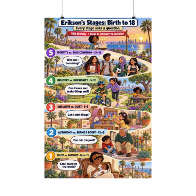 Erikson's Stages: Birth to 18 — Classroom Poster