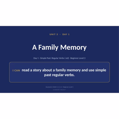 Adult ESL Level 3 — Unit 3: Friends & Family — 8-Day Slide Decks (Editable PPT)
